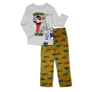 Wonder Nation Dinosaur Pajama Set - Gray and Brown